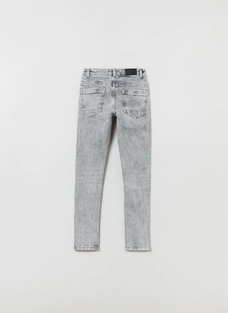 او في اس OVS Acid Wash Slim-Fit Jeans