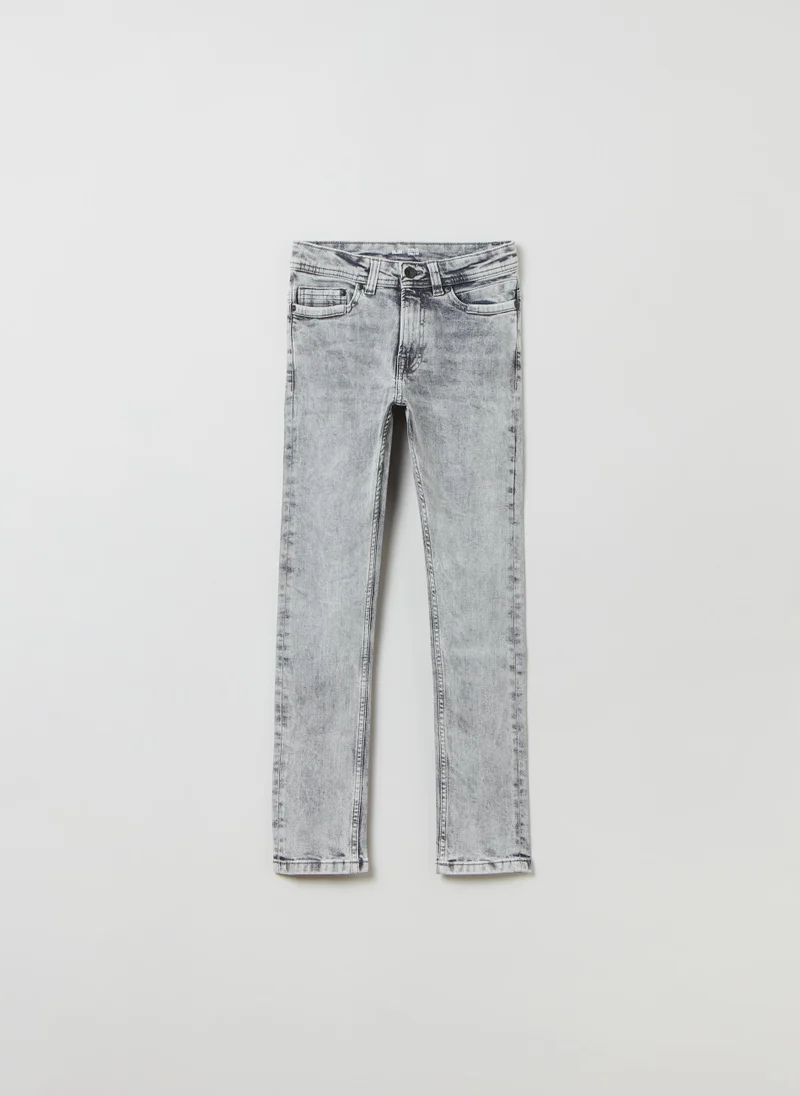 او في اس OVS Acid Wash Slim-Fit Jeans