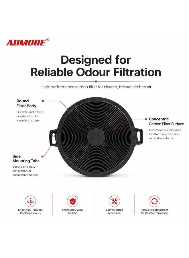 ADMORE Range Hood Filter 6 Inch - Universal Charcoal Carbon Filter for Kitchen Chimney and Exhaust - Black - Image 4