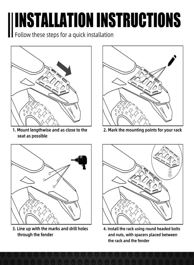 NICECNC Tail Rack Compatible with KTM 125-530 EXC-F/XC-F/XC-W/XC//XCF-W/SX/SX-F/EXC/EXC TPI Compatible with Honda CR CRF CRFX 125 250 450 Compatible with Yamaha YZ YZF WRF 125 250 450 See Fitment - Image 3