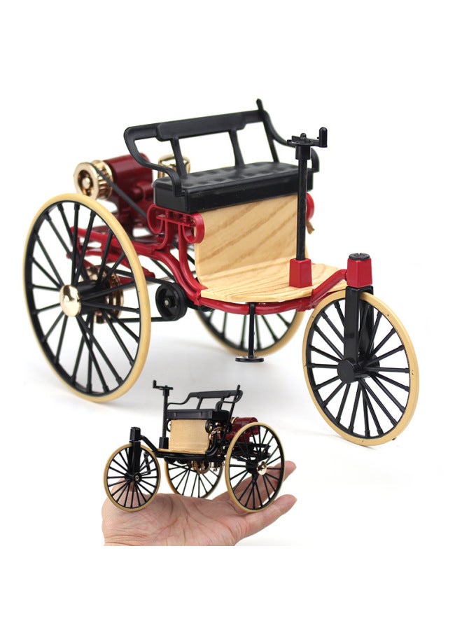 112 Scale Vintage Alloy Three-wheel Old-fashioned Car Model Collection Gifts Adult Toys Display Pieces-Color:Black Frame  - Image 2