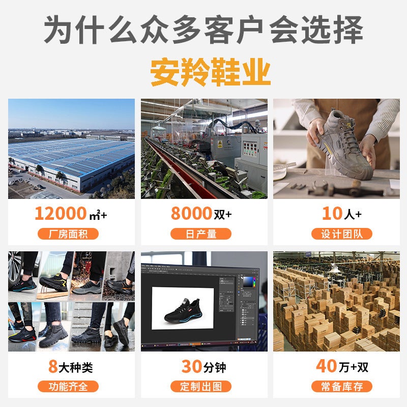 Labor Protection Shoes For Men, Anti-Smash, Anti-Puncture, Steel Toe, Lightweight, Wear-Resistant, Safety Protection, Construction Site, Four-Season Work Shoes - Image 3