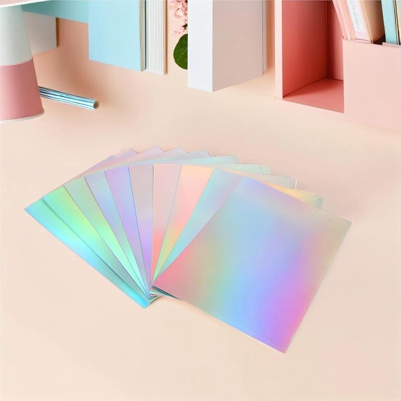 ورق مقوى مرآة ثلاثية الأبعاد 60 ورقة مقاس A4 رقائق قزحي الألوان للحرف اليدوية DIY وصنع البطاقات - Image 4