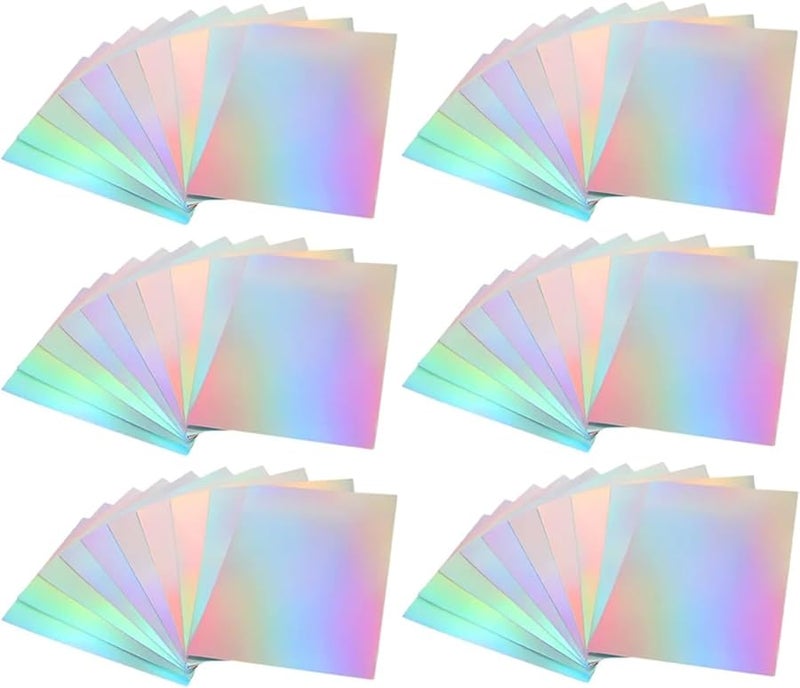 ورق مقوى مرآة ثلاثية الأبعاد 60 ورقة مقاس A4 رقائق قزحي الألوان للحرف اليدوية DIY وصنع البطاقات - Image 5