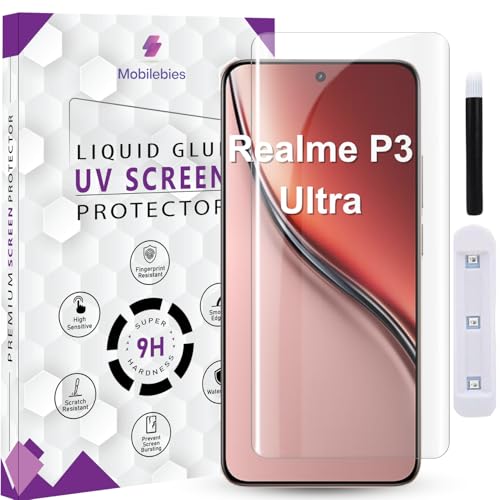 Mobilebies® Premium HD+ UV Tempered Glass Screen Protector For Realme P3 Ultra (6.83 Inch, Pack of 1) Full Adhesive UV Curved Screen Protector Case Friendly HD Clarity with installation kit & Guide - Image 1