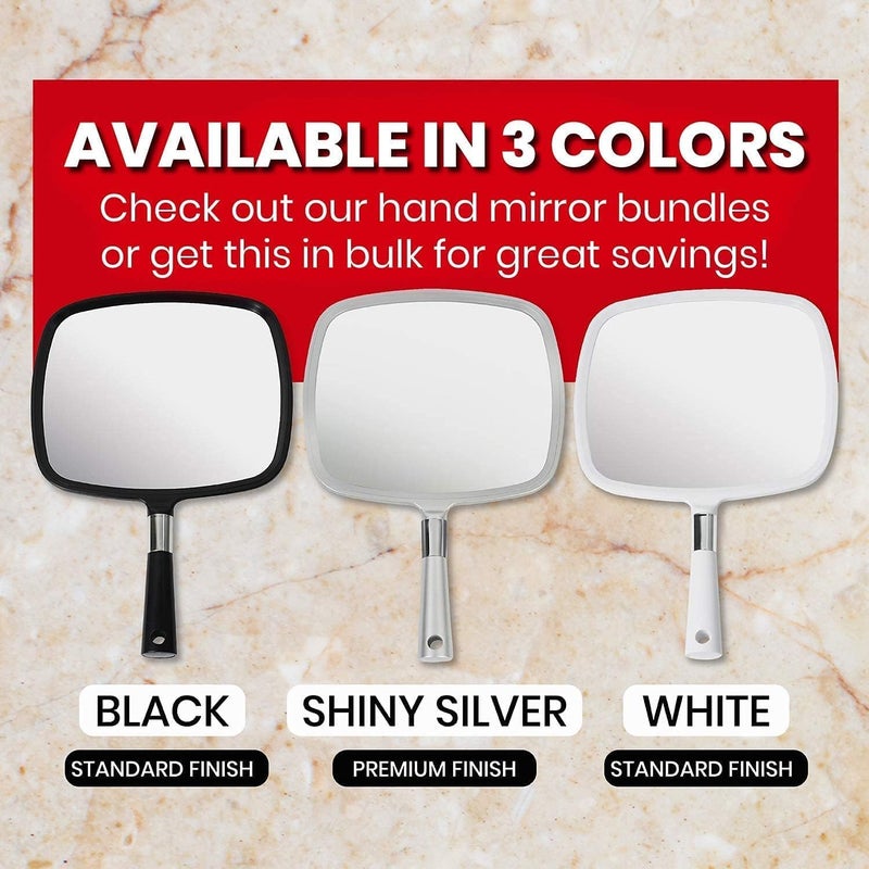 MIRRORVANA Professional Large Hand Mirror with Ergonomic Handle for Men & Women - Premium Handheld Haircut Mirrors for Barber and Salon - 9" x 13" (Elegant Silver Luxe Edition) - Image 5