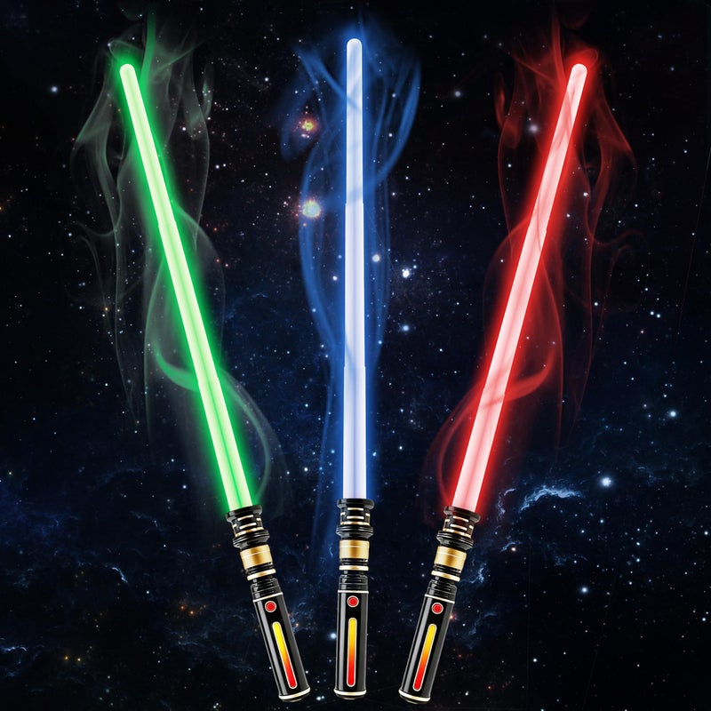 KEGOZ Light Saber for Kids 3 Packs 3 Colors Light Sword with FX Sound Motion Sensitive and Glowing Handle Expandable Light Sabers Set for Halloween Xmas Childrens Day Gifts - Image 3
