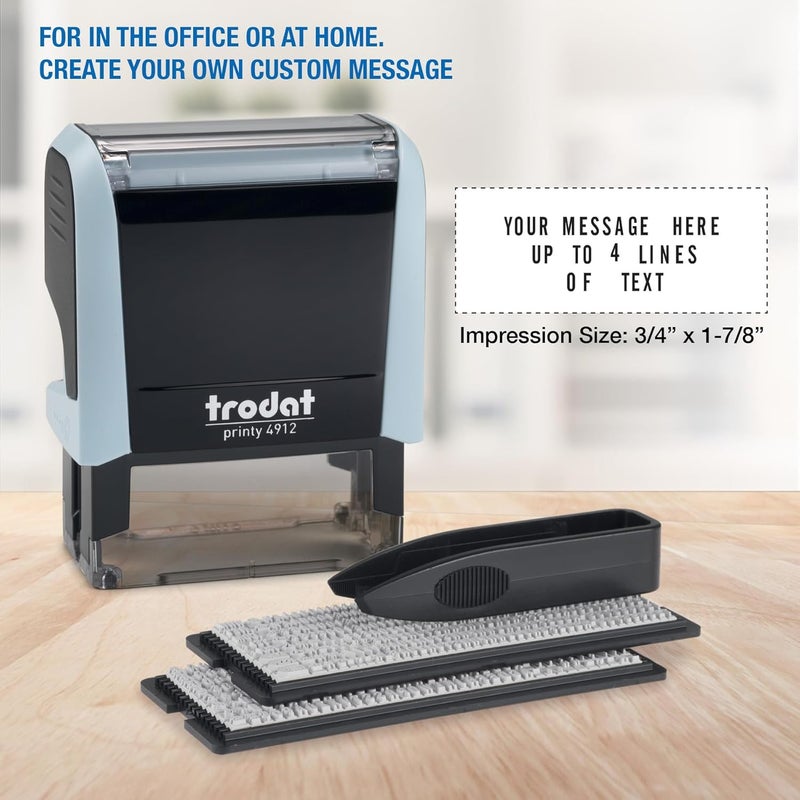 ترودات طقم طابعات برينتي 4912 ذاتية الحبر باللون الأزرق الباستيل، مكون من 4 أسطر، لكتابة رسالة أو عنوان مخصص، بحبر أسود، مقاس الطباعة: 3/4 بوصة × 1.817.8 سم بوصة - Image 3