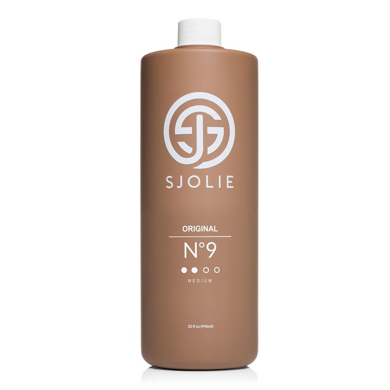 حل رذاذ تان SJOLIE رقم 9 متوسط مرطب رذاذ تان بدون شمس تانر للحصول على توهج طبيعي يدوم طويلاً 32 أونصة