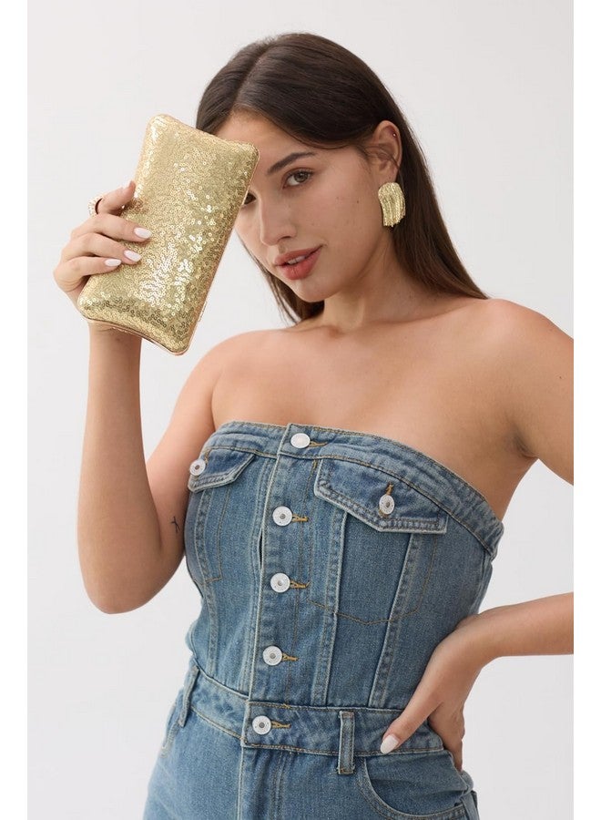 BELLAWOO Clutch Purses for Women, Champagne Evening Bag, Women Evening Purses, Sparkling Sequin Party Handbag for Wedding Purses Cocktail Prom - Image 3