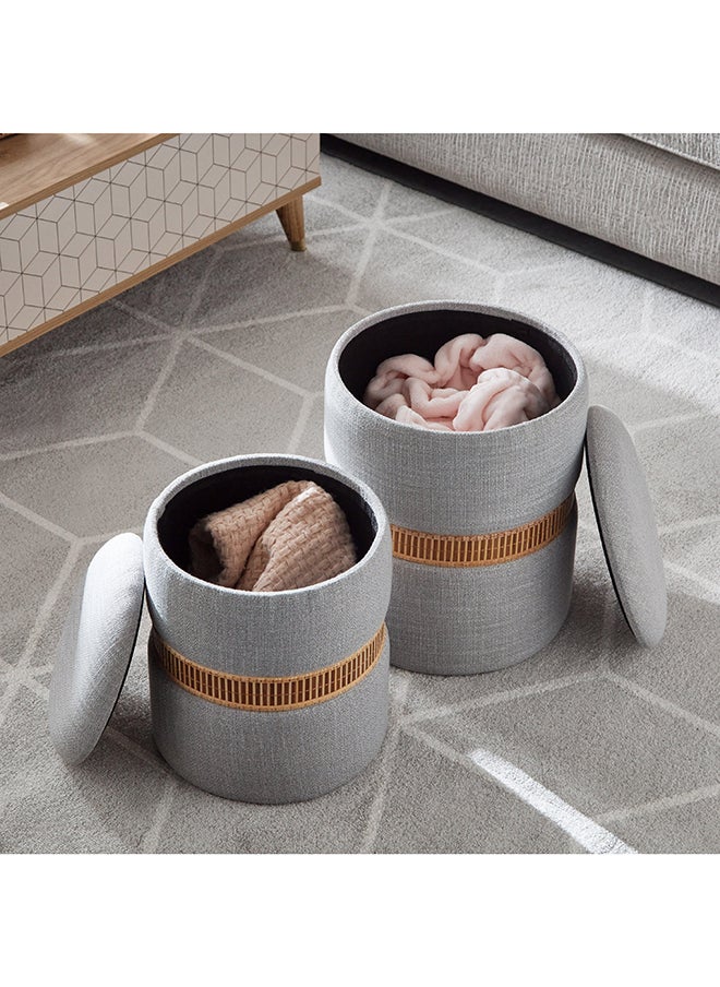 Home Box Nordica 2-Piece Bamboo Weave Ring Storage Ottoman Set 36 x 44 x 36 cm  - Image 3