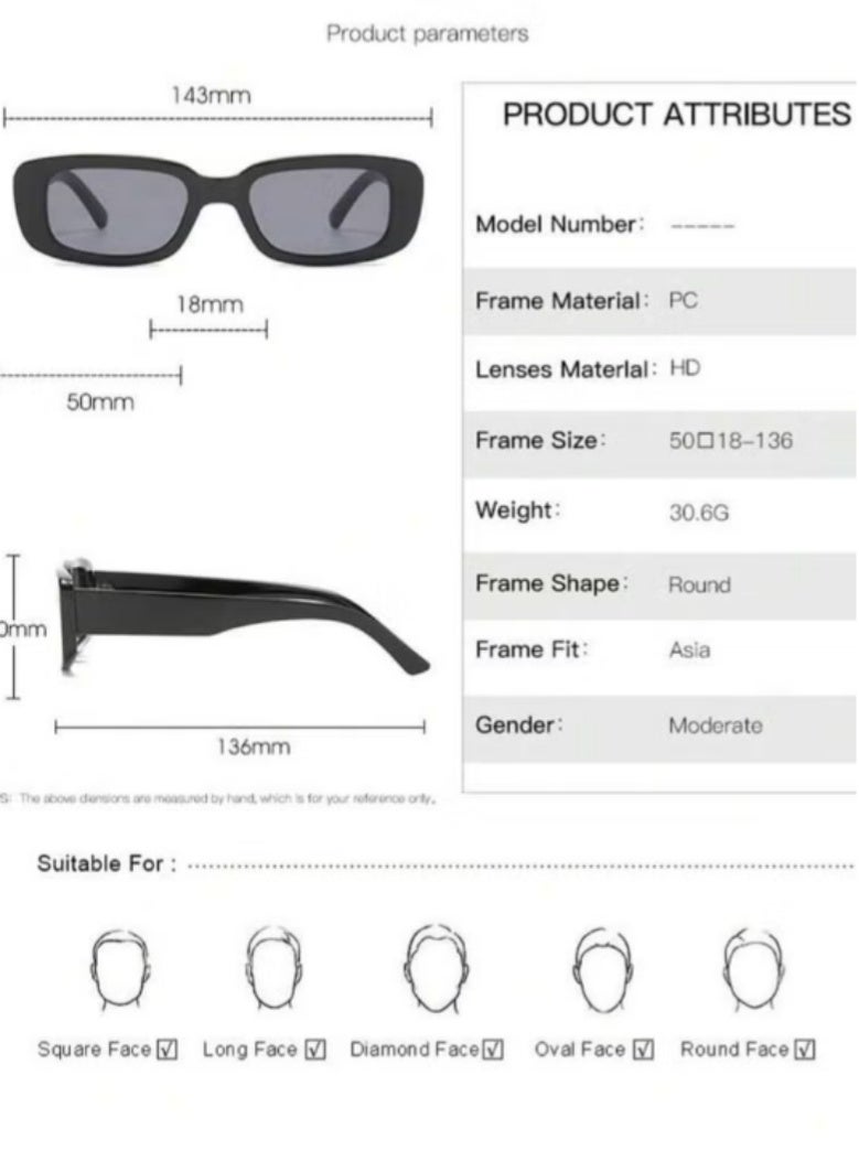 Shein Irregular Small Rectangular UV Protection Sunglasses - Black - Image 4