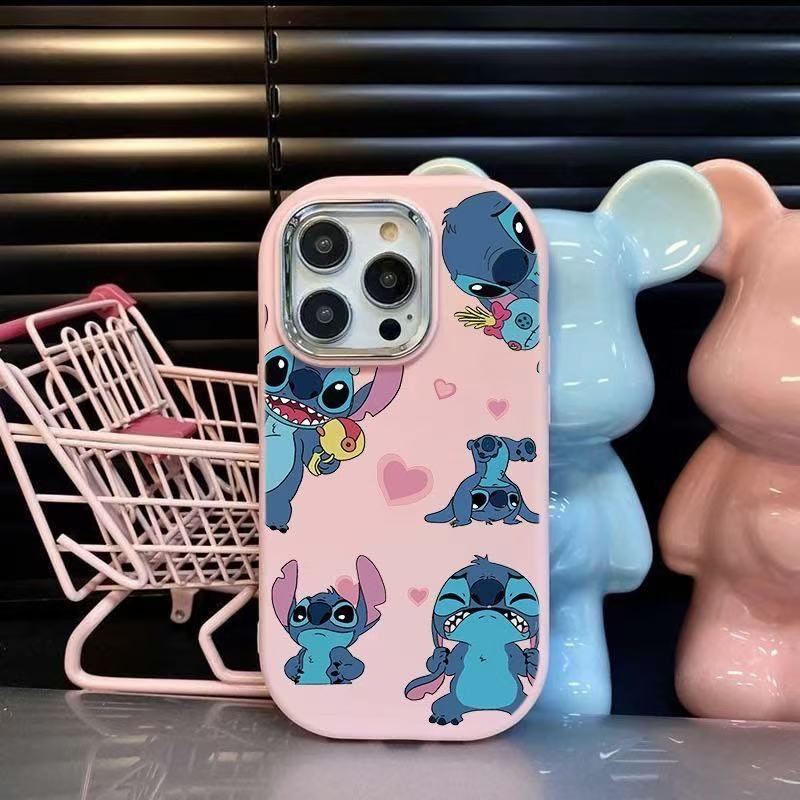 Apple iPhone 16 Pro Phone Case, TPU Shockproof, Creative Trendy Painted Cartoon Heart Drop-Proof Soft Phone Case (Pink)
