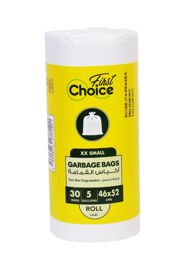 First Choice, Bio-Degradable , Pack of 5, 5 Gallons, 150 Pieces Trash Bags (5x30s)  Garbage Bags, Size 46x52 cm, Trash Bags, Bin Liner, Waste Bags for Indoor and Outdoor Purposes, Xxsmall - Image 2