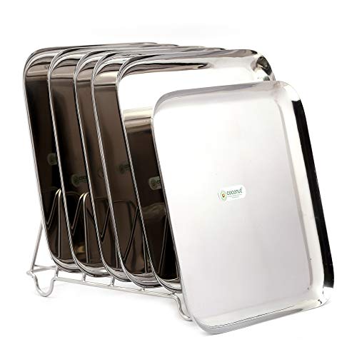 coconut Stainless Steel - Square Multipurpose Quarter Plates for Serving Snacks and Desserts | Ideal for Serving Breakfast | Quarter Side Plates | Set of 6 | 10 Inch - Image 1
