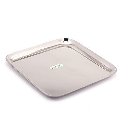 coconut Stainless Steel - Square Multipurpose Quarter Plates for Serving Snacks and Desserts | Ideal for Serving Breakfast | Quarter Side Plates | Set of 6 | 10 Inch - Image 2
