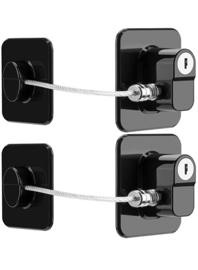 Fridge Lock, 2 Pack Refrigerator Lock with Keys Child Proof Fridge Door Lock Freezer Door Lock and Child Safety Cabinet Locks for Cabinets Drawers Refrigerator Oven Toilet - Image 1