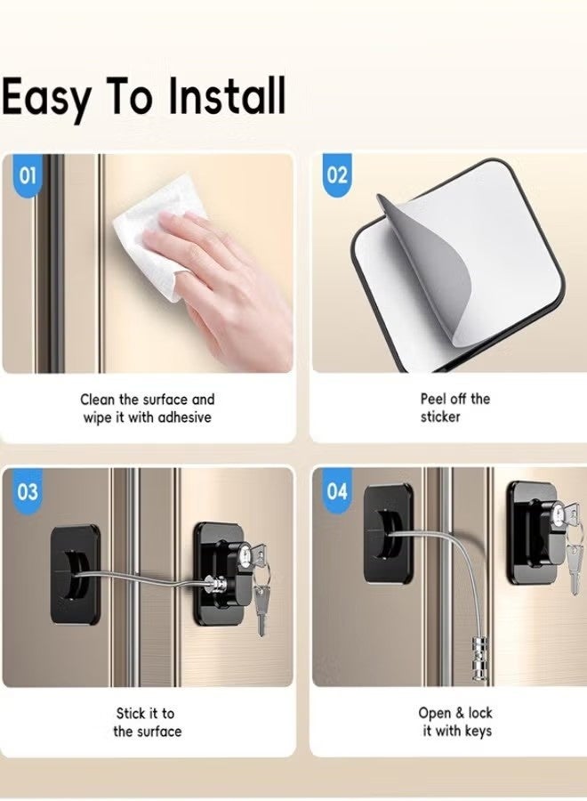 Fridge Lock, 2 Pack Refrigerator Lock with Keys Child Proof Fridge Door Lock Freezer Door Lock and Child Safety Cabinet Locks for Cabinets Drawers Refrigerator Oven Toilet - Image 5