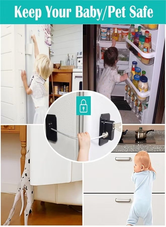 Fridge Lock, 2 Pack Refrigerator Lock with Keys Child Proof Fridge Door Lock Freezer Door Lock and Child Safety Cabinet Locks for Cabinets Drawers Refrigerator Oven Toilet - Image 2