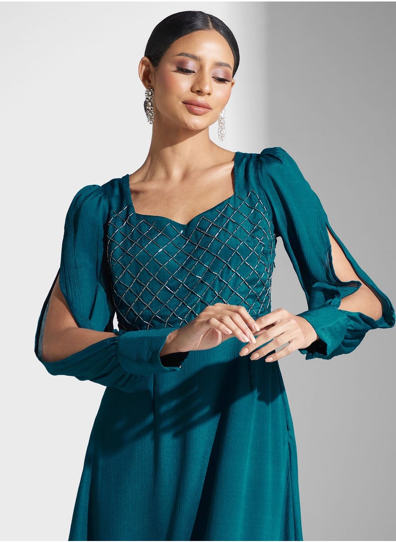 Ella Limited Edition - Slit Sleeve Embellished Dress - Image 1