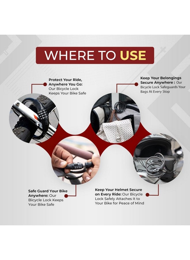روبوست قفل كابل دراجة رقمي بدون مفتاح من Robustt - عبوة من قطعتين | مجموعة مسبقة الضبط | حماية شديدة التحمل ضد السرقة | قفل متعدد الأغراض للدراجة والدراجة الهوائية والخوذة والأمتعة - Image 5