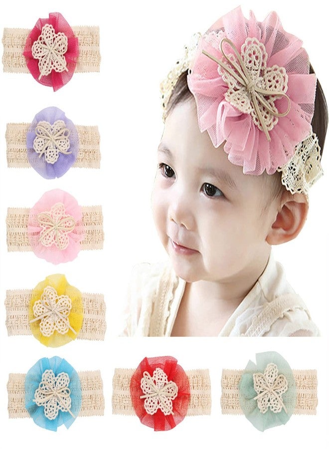 SYGA Pack Of 5 Pcs Baby Headbands Nylon Soft Flower Strechable Hairbands Bow Headband Newborn Infant Toddlers Kids 0-3 Year(Multicolor) - Image 2