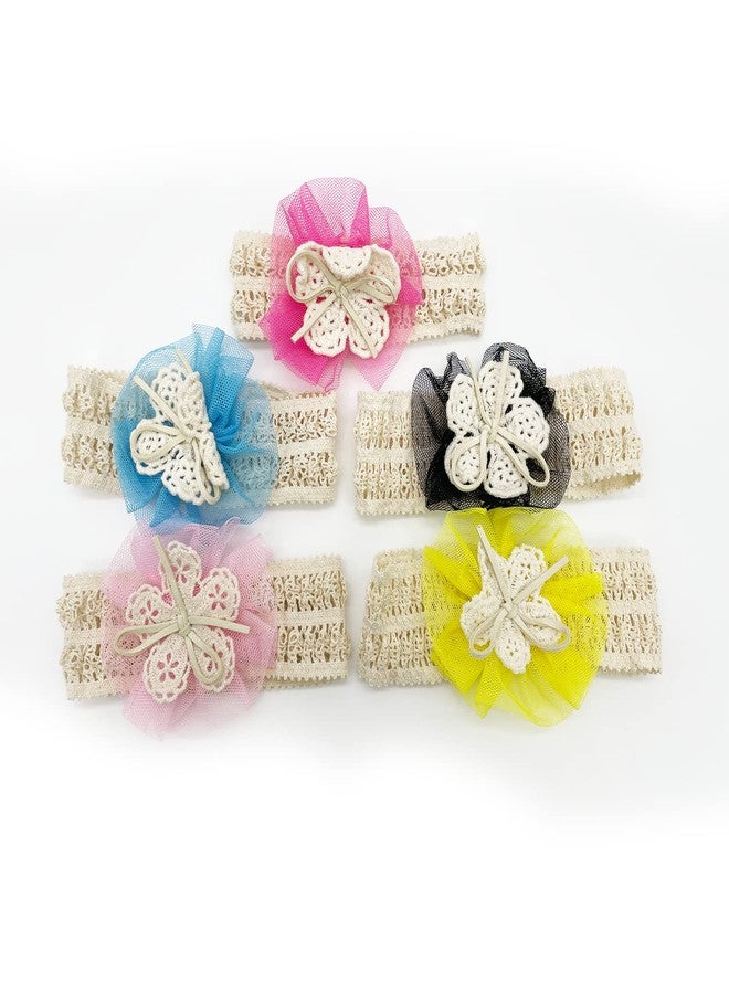 SYGA Pack Of 5 Pcs Baby Headbands Nylon Soft Flower Strechable Hairbands Bow Headband Newborn Infant Toddlers Kids 0-3 Year(Multicolor) - Image 1