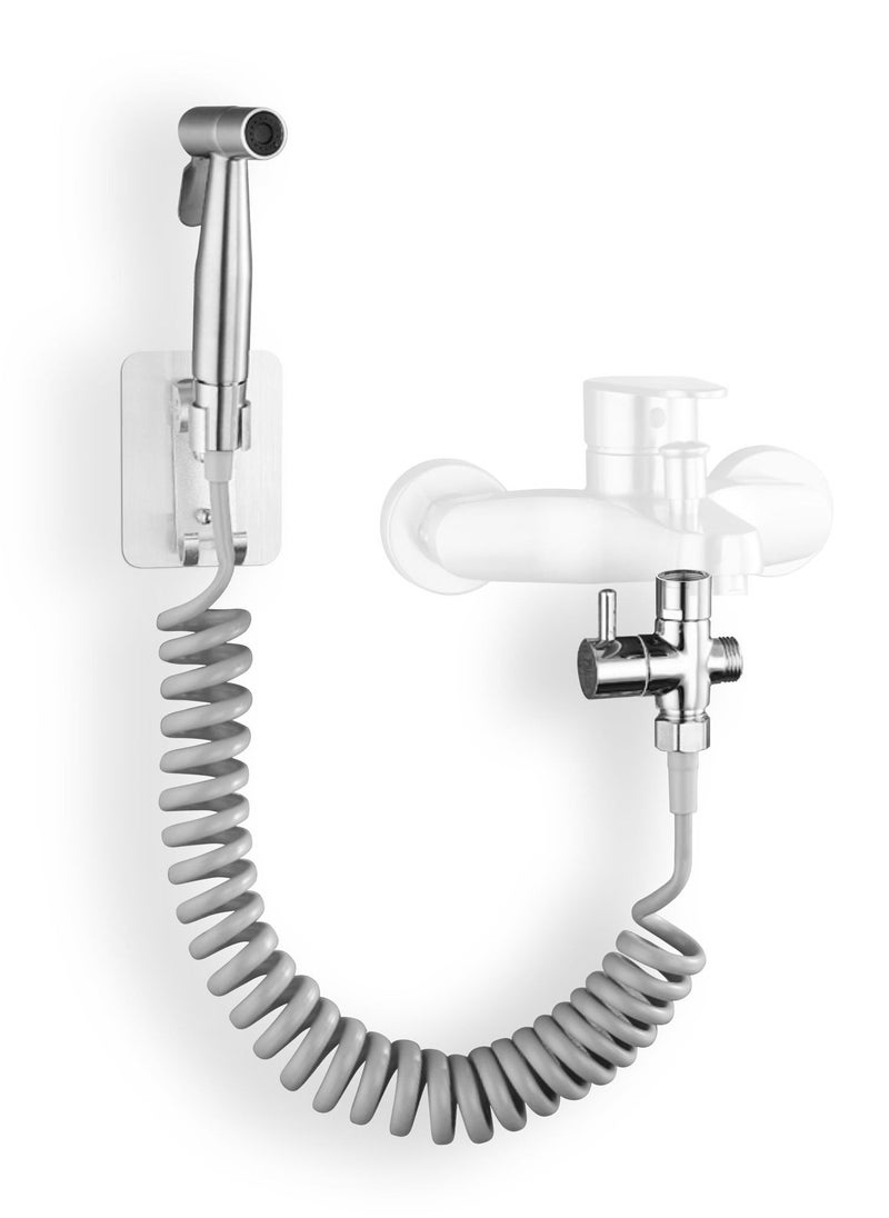 Syarme - Bidet Sprayer for Toilet, Syarme Handheld Bidet Spray Water Kit, Bathroom Hand Shower for Self Cleaning, 304 Stainless Steel with 2 meters Bidet Hose, Brass T-Valve, Paste the Base - Image 1