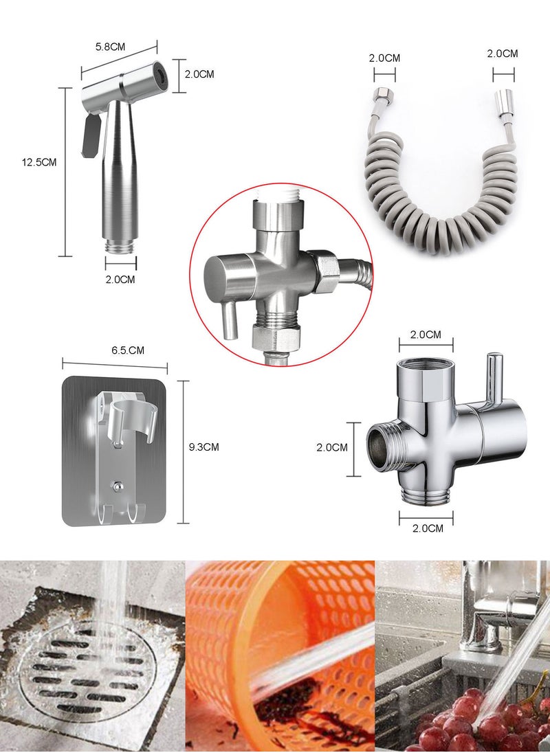 Syarme - Bidet Sprayer for Toilet, Syarme Handheld Bidet Spray Water Kit, Bathroom Hand Shower for Self Cleaning, 304 Stainless Steel with 2 meters Bidet Hose, Brass T-Valve, Paste the Base - Image 1
