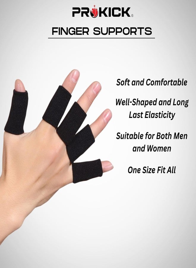 Prokick Finger Support Sleeve Protector with Comfortable Cushion Pressure for Cricket, Exercise, Gym Fitness, Volleyball, Badminton and Tennis, men & women 5 pc - Black (Free Size) - Image 2