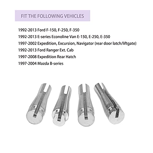YMHHefy 8 ENDS Door Latch Cable Repair Kit Compatible with Ford F-150, F-250, F-350, E-series, Ranger, Expedition, Excursion, Navigator (Four Cables - 6 Standard 2 Locking Cam) Aluminum - Image 3