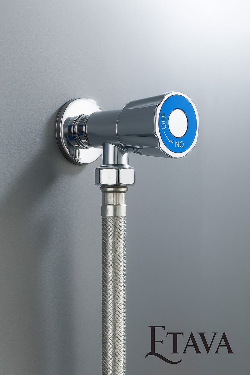 إيتافا صمام زاوية 1/2 × 1/2 بوصة (ستانلس ستيل) مع شريط تفلون | محبس ماء للتحكم في تدفق المياه للحمام والمطبخ ودورة المياه | مقاوم للصدأ - Image 4