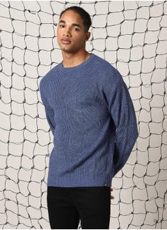 Hubberholme Men's Blue 100% Acrylic Solid Sweater  - Image 2