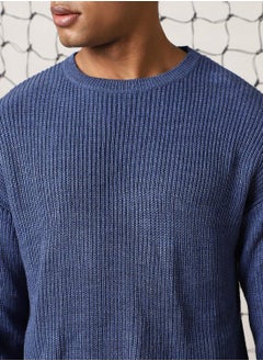 Hubberholme Men's Blue 100% Acrylic Solid Sweater  - Image 5