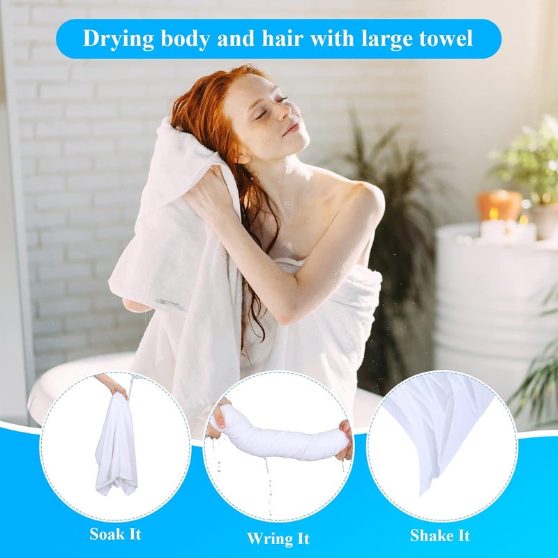 Macarrie ماكارى 16 قطعة منشفة شاطئ بيضاء للطباعة السفلية 400 جرام سمك بوليستر سميك منشفة استحمام ماصة كبيرة فارغة للهدايا DIY حمام المنزل شاطئ مسبح يوغا 60 × 27 بوصة - Image 5