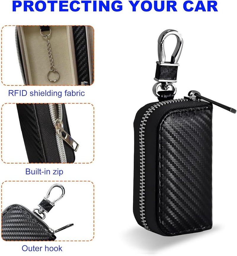 Carbon Fiber Car Key Faraday Bag Anti Theft Signal Blocking Key Fob Protector - Image 3
