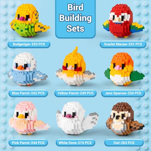 HIGH GODO Bird Parrot Building Sets for Adults 8 Pack Mini Birds Animal Party Favors Building Blocks Goodie Bag Stuffers Small Prize Toys Classroom Gifts for Adults Teens Age 14 - Image 5