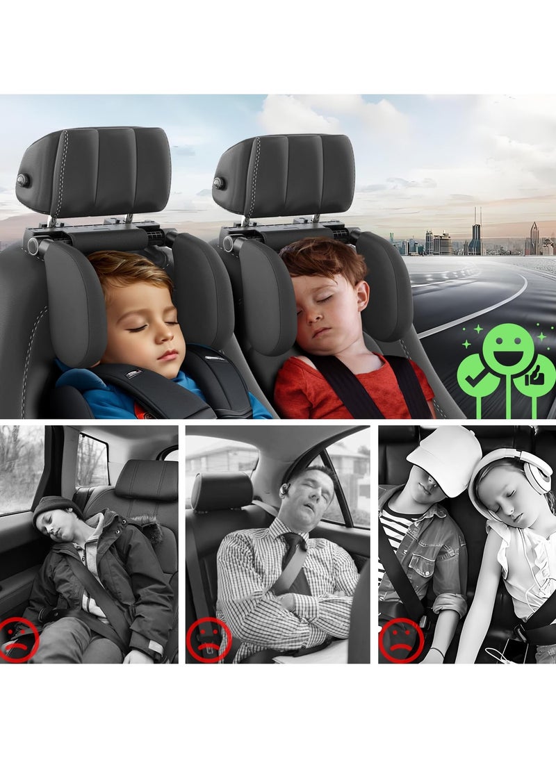 Car Headrest Pillow, Thickened Memory Foam Headrest, Neck Support Pillow, 180° Adjustable Car Headrest, U- Shaped Design, Travel Car Sleeping,Suitable for Kids and Adults (Black) - Image 4