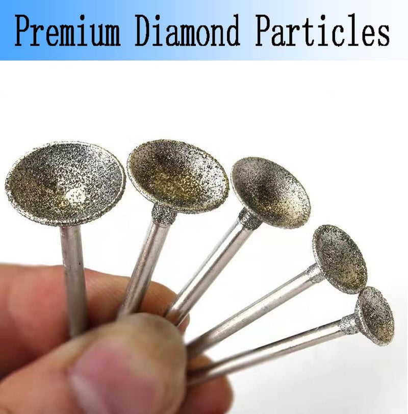 Luo ke 12 Pcs Bowl Shape Diamond Burr Set, 3/32'' Shank Stone Carving Sets Diamond Concave Burr Wire Rounder Bits Fits for Rotary Tools - Image 3