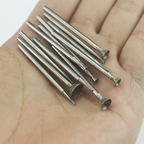 Luo ke 12 Pcs Bowl Shape Diamond Burr Set, 3/32'' Shank Stone Carving Sets Diamond Concave Burr Wire Rounder Bits Fits for Rotary Tools - Image 4