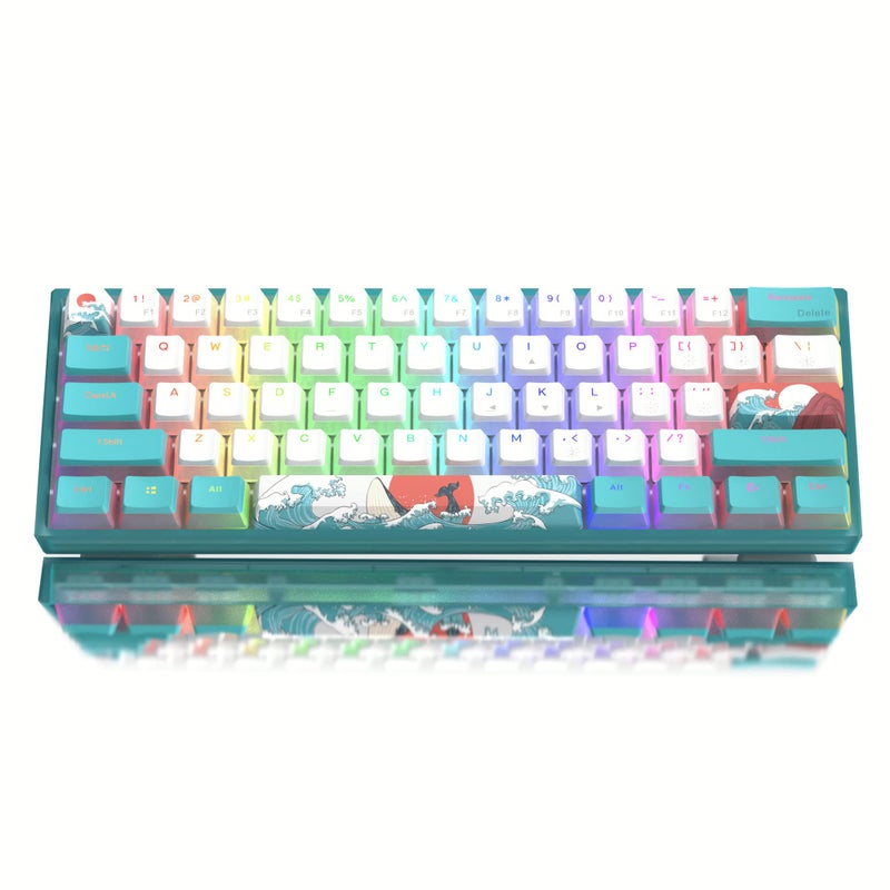 Womier 60 Percent KeyboardWK61 Mechanical RGB Wired Gaming KeyboardHotSwappable Creamy Key Board with PBT KeycapsLinear Red Switch for WindowsMAC Blue