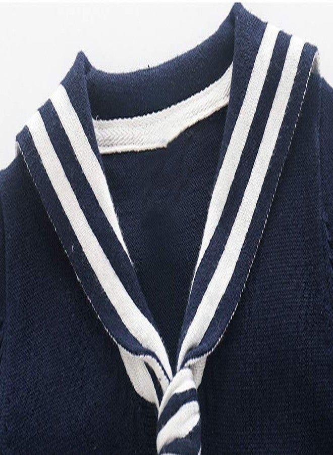Mud Kingdom Boutique Baby Boy Nautical Sweater Romper Stripe White 0-3 Months - Image 3