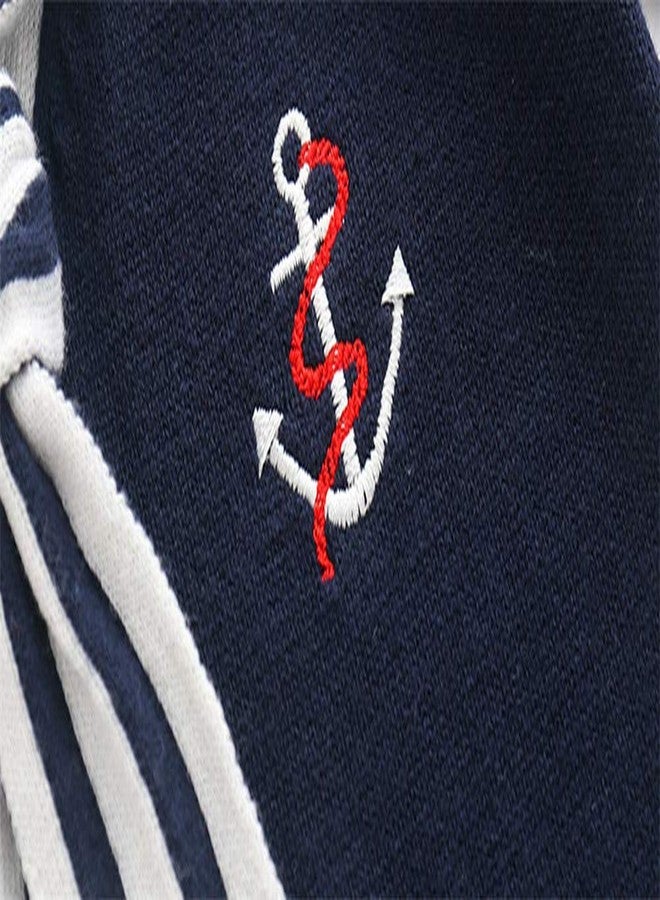 Mud Kingdom Boutique Baby Boy Nautical Sweater Romper Stripe White 0-3 Months - Image 4