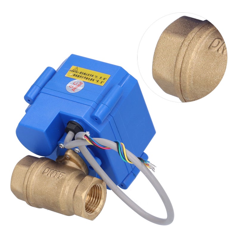 Electric Ball Valve BSP Mini Brass Motorized 5 Wire DC12V Through with Switch Indication - Image 1