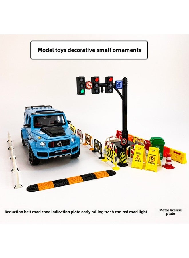 Speed Bump Traffic Light Parking Garage Road Cone Car Model Toy Scene Ornaments Signs License Plate Underground-Color:Refueling Machine Package  - Image 2