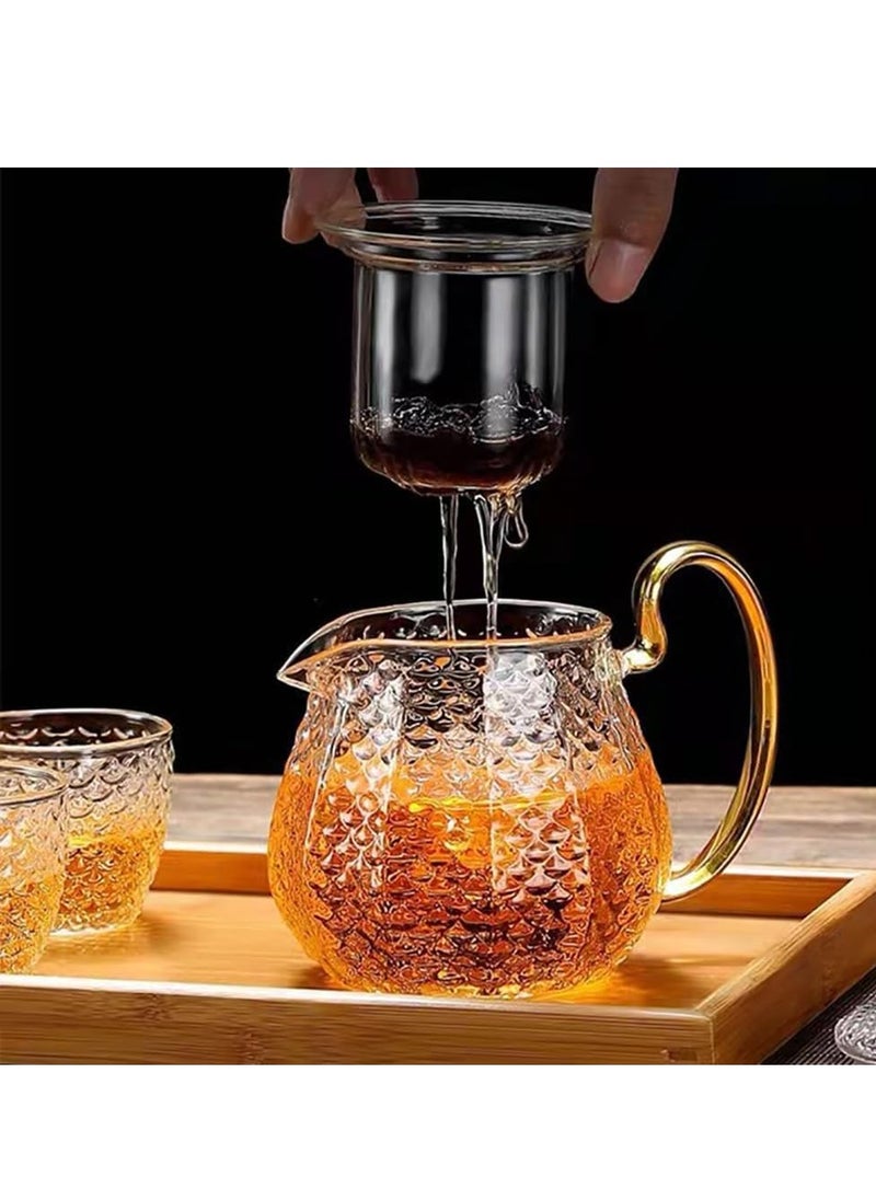 Beauenty 5 Piece Glass Tea Set with Removable Infuser, Borosilicate Glass Tea Kettle, Teapot Set, Tea Cup Set, Coffee Tea Gift Sets, 1 Teapot 600ml and 4 Cups 120ml  - Image 4