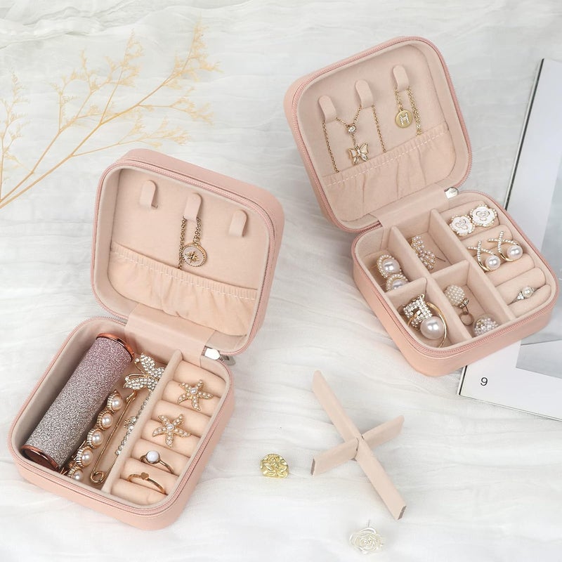 MFXIP Travel Jewelry Case - Portable PU Leather Mini Jewelry Organizer for Earrings, Necklaces, Rings, and Bracelets - Image 5