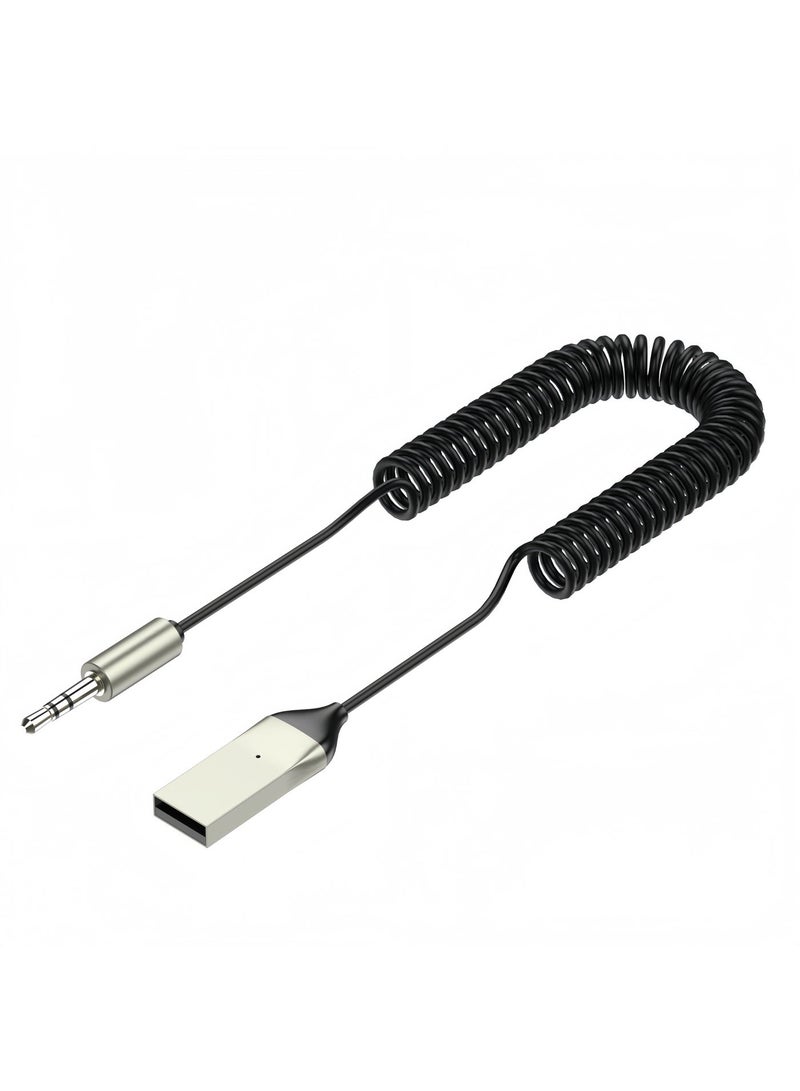 Bluetooth 5.4 AUX Car Audio Receiver, Wireless 3.5mm Adapter with Built-in Microphone, Hands-Free Calling, Coiled Cable, Plug & Play for Car Stereo - Image 1
