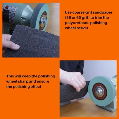 AmaCupid Elastic Polyurethane Buffing Wheels 6 Inch 2000 Grit. for Mirror Polished Stainless Steel, Copper etc. Silicon Carbide Abrasive. for Bench Grinder Polishing Machine. 1/2 Inch Arbor - Image 5