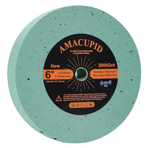 AmaCupid Elastic Polyurethane Buffing Wheels 6 Inch 2000 Grit. for Mirror Polished Stainless Steel, Copper etc. Silicon Carbide Abrasive. for Bench Grinder Polishing Machine. 1/2 Inch Arbor - Image 1